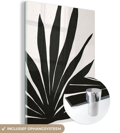 MuchoWow® Glasschilderij 120x160 cm - Schilderij acrylglas - Blad - Plant - Minimalisme - Foto op glas - Schilderijen