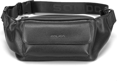Solido Luxe Heren Fanny Pack – Zwart Echt Leer met Verstelbare Riem en Meerdere Vakken, Perfect voor Reizen, Festivals en Dagelijks Gebruik