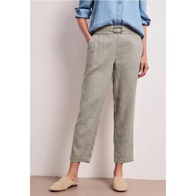 Slim Legs linnen broek met gesp