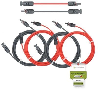 Dubbelpak Solarkabel 4 x 1,5 meter - Zwart/Rood - Zonnestekker - Verlengkabel 6 mm²