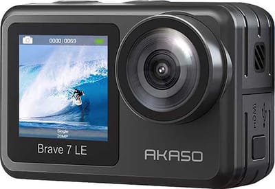 AKASO Brave 7 LE Action Camera 4K – Dubbel Touchscreen – IPX7 Waterdicht – Onderwatercamera tot 40 m – EIS – WiFi – Afstandsbediening – Inclusief Accessoireset