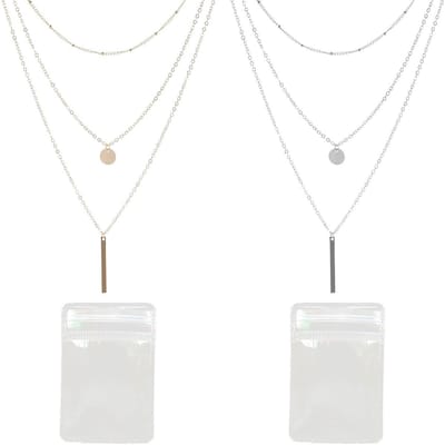 Dailygoods- Kettingen Gelaagd - 2 Stuks - Goud/Zilver - Transparante Sieradentas - Eenvoudig Modern Ontwerp - Geschikt Voor Vele Gelegenheden - Sieraden