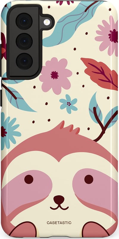 Casetastic Hoesje Geschikt voor Samsung S21 FE - Stijlvolle Beschermende Duo-layer Case - Luiaard knuffels