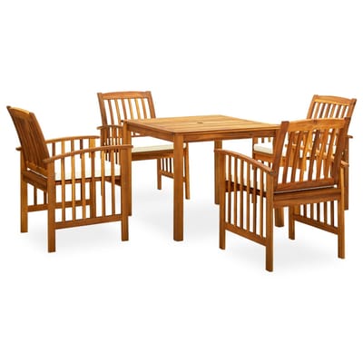 vidaXL - 5-delige - Tuinset - met - kussens - massief - acaciahout