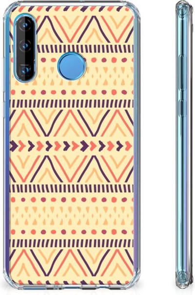 Huawei P30 Lite Doorzichtige Silicone Hoesje Aztec Yellow