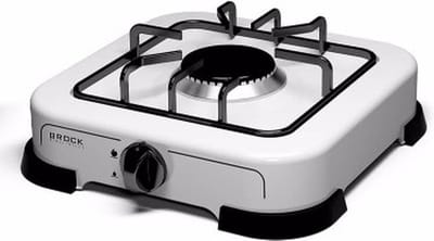 Brock 1-Pits Gaskookplaat - Compact, Draagbaar & Ideaal voor Camping of Buiten Koken – Wit