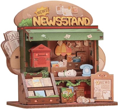 CuteBee Miniatuurhuisje - Modelbouw - Modelbouwpakket - 3D Houten Puzzel - DIY Bouwpakket Volwassenen - Constructiespeelgoed - News Stand