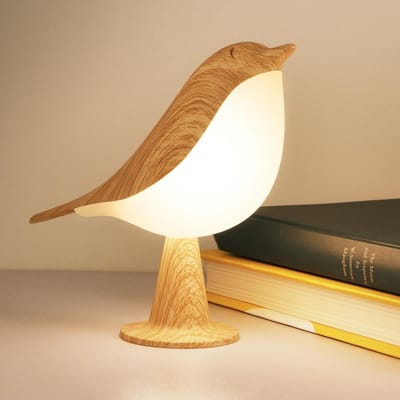 Nachtlampje Vogel - Draadloze Decoratie - Slaapkamer Decor - Aanraakgevoelig - 15x6x21 cm - Esdoorn