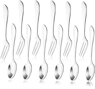 Dailygoods- Theelepels 12 Stuks - Vorken 12 Stuks - Roestvrij Staal - Keuken Accessoires - Bruiloft - Duurzaam en Makkelijk te Reinigen - Servies