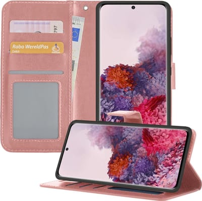 Hoesje - Geschikt voor Samsung Galaxy S20 - Luxe Bookcase - Walletcase Hoes - Portemonnee - Cover - Telefoonhoes - Rosé goud