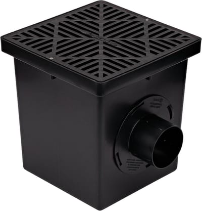 Vierkante Afvoerkit - Regenwater Afvoer - Wateroverlast Beheersen - Met Rooster en Adapters - 12 Inch - Zwart