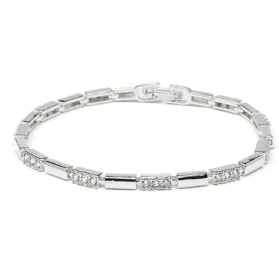Luxenter Armband met glanzende zirkonia, afwerking in rhodium - Tavli