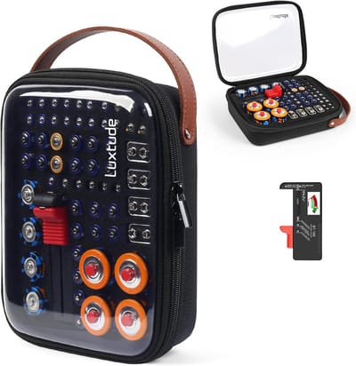 Batterij Organizer - Batterij Koffer - Batterijen Opbergen - Met Tester - Voor 61 Batterijen - Transparant