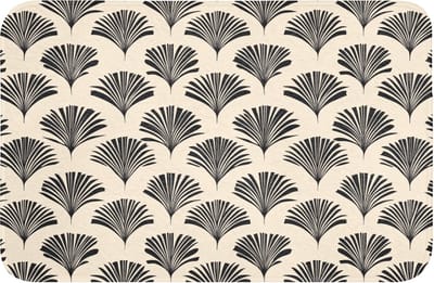 Badmat 60x40 cm - Antislip - Waaiers - Botanisch - Zwart - Beige - Badmatten voor badkamer - Badkamermat - Douchemat - Badkamer mat