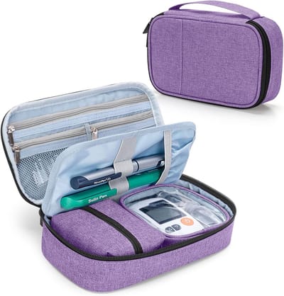 Diabetische Benodigdheden Tas voor Glucose Meter en Insuline - Compacte Organizer voor Diabeteszorg - Paars