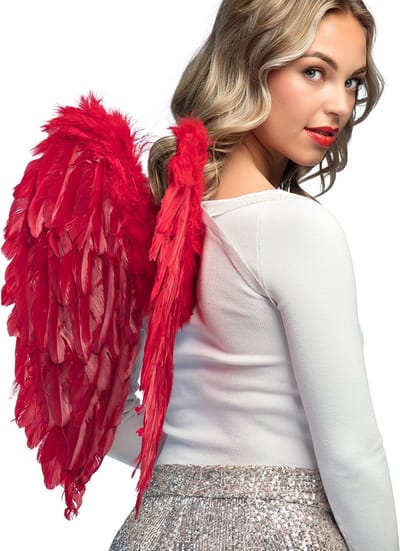 Boland - Vleugels engel Divine rood Rood - Volwassenen - Vrouwen - Duivel - Halloween en Horror- Feeën, Elfjes en Engeltjes- Fantasy