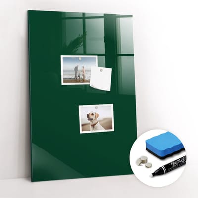 Tulup Whitebord - Kleur Flessengroen Magneetbord - 40 cm x 60 cm - Magnetisch Wandbord - Minimalistisch Prikbord - Foto Magneetbord - Organiseer Je Bureau - Gratis 5 Sterke Magneten + Whiteboard Marker & Wisser - Memo Magneetbord - Memobord Keuken