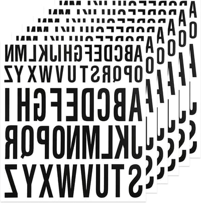 Set van 6 Vinyl Letter Stickers - Verwijderbare, Waterdichte en Duurzame Hoofdletters voor Creatieve Projecten, Volledige Alfabet Stickers in Zwart