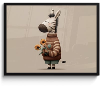 Poster in lijst - Fotolijst 70x50 cm - Posters - Zebra - Zonnebloemen - Warm - Posterlijst zwart - Decoratie - Wanddecoratie woonkamer - Muurdecoratie slaapkamer