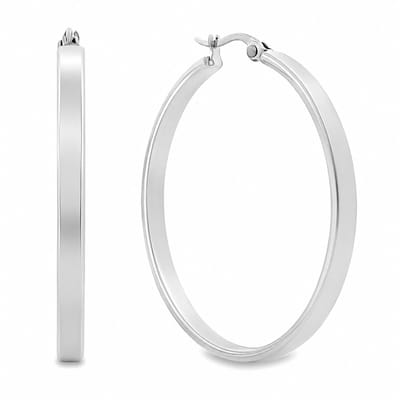 Juwelier Zwartevalk - Stainless steel vlakke oorbellen - 32.004-W/40 mm