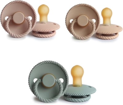 FRIGG ROPE Fopspeen set 3 stuks Blush,Croissant en Sage 0-6 maand