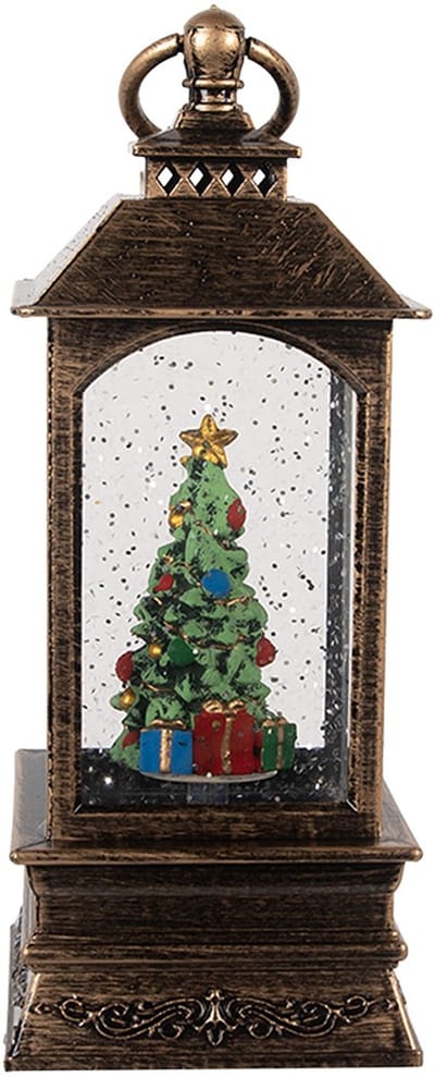 Clayre & Eef Kerstdecoratie met LED-verlichting en muziek 8x8x20 cm Bruin Kunststof
