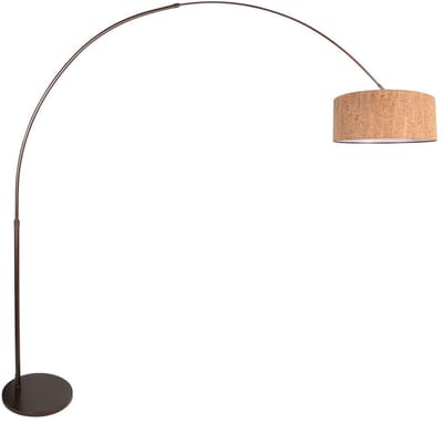 Booglamp Sparkled Light 4754CA cacao met beige kurkstructuur kap, verstelbaar van 210 tot 240 cm, Steinhauer, trendy vloerlampen