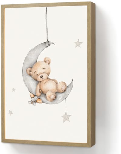 Nachtlampje 40x60 cm - Kinder lamp - Beer - Maan - Sterren - Kinderen - Tafellamp kinderkamer draadloos - Slaapkamer lampje - Bedlamp kinderen - Kinderlampje - Wandlamp babykamer - Nachtlampjes