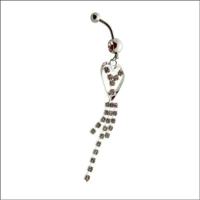 Aramat Jewels | Navelpiercings | Lange Zirkonia Navelpiercing met Strass Hanger | | | |10mm | Staal | Volwassenen | Verkleurd niet