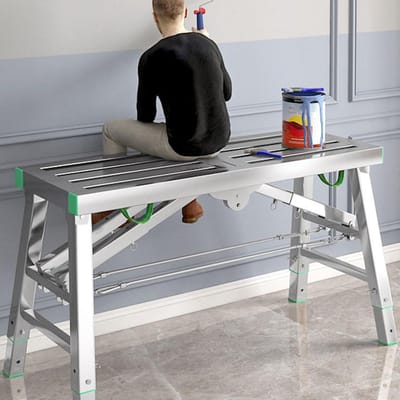 Generisch Inklapbaar steigerwerkplatform, inklapbaar werkplatform, draagbare steiger ladderbank met verstelbare hoogte (200 cm/6,5 voet)