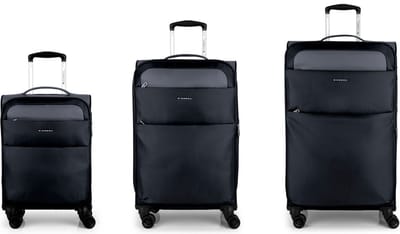 Gabol Cloud 4 wielen Kofferset 3-delig met uitbreidingsplooi - Zachte bagage - TSA slot - Black