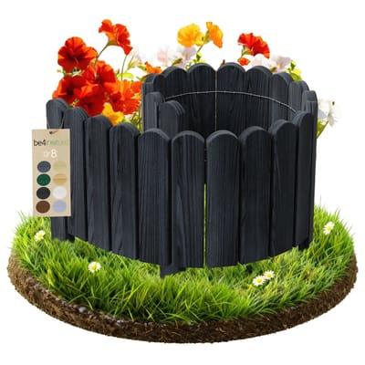 be4nature Flexibele Rolboarder hout 100 x 30 cm Grijs Geïmpregneerde Borderrand tuin Tuinafscheiding Gazonafscheiding