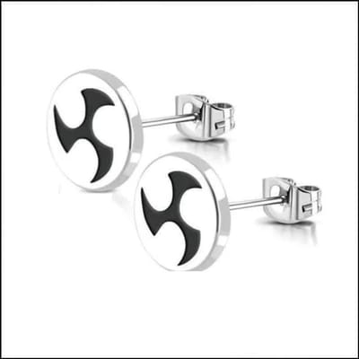 Aramat Jewels | Oorbellen | Stalen Ronde Oorstekers met logo | 10mm / Spiraal | |10mm | Staal | Volwassenen | Verkleurd niet