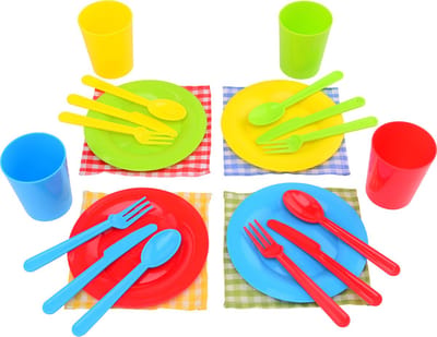 Johntoy picknick speelgoedset kunststof 24-delig voor kinderen.