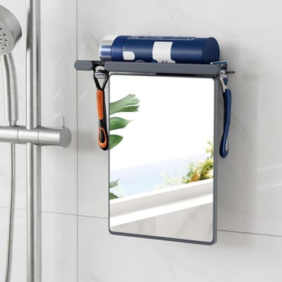 Mistvrije scheerspiegel met zuignap en standaard, wandmontage zonder boren, onbreekbaar badkameraccessoire voor een perfecte scheerbeurt