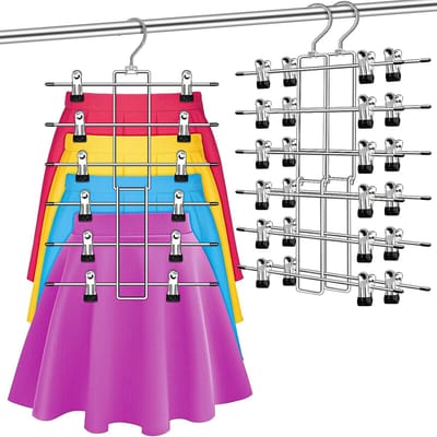 JGS ® Ruimtebesparende Metalen Kledinghangers voor Broeken, Rokken en Sjaals, Set van 3, Antislip en Inklapbaar