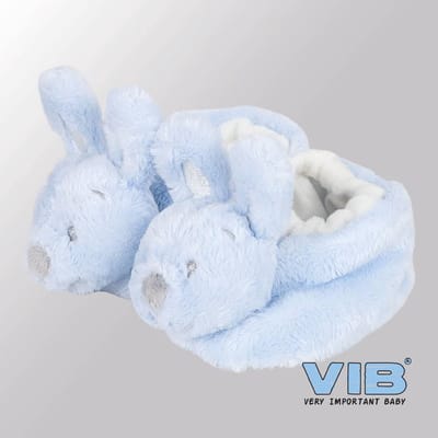 VIB® - Pluche Konijnenslofjes (Blauw) - Babykleertjes - Baby cadeau - zwangerschap aankondiging - geboorte cadeau