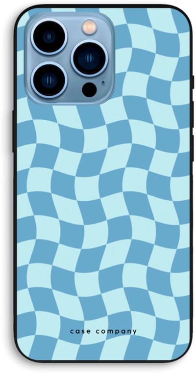 Case Company® - Hoesje geschikt voor iPhone 13 Pro Max hoesje - Grid Blauw - Biologisch Afbreekbaar Telefoonhoesje - Bescherming alle Kanten en Schermrand