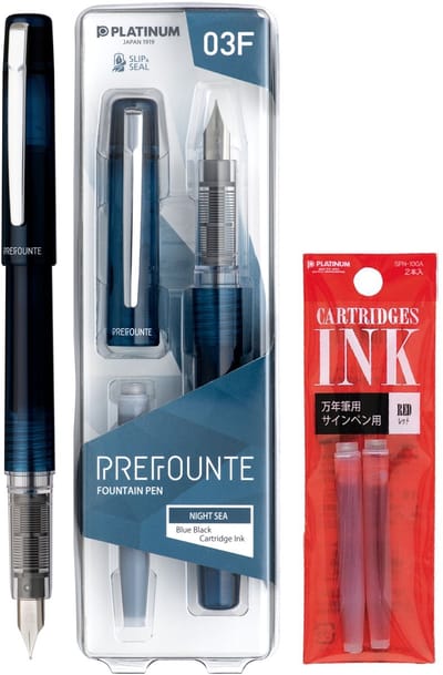 Platinum - Prefounte Vulpen - Medium - Night Sea - Met Rode vullingen