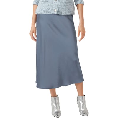 s.Oliver - female - Glimmende satijnen midirok met elastische tailleband en hoge tailleband