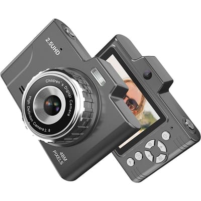 Draagbare kindercamera 1080P Compactcamera 48MP Dubbele lenzen 8 * Optische zoom Ondersteuning 32 GB TF-geheugen