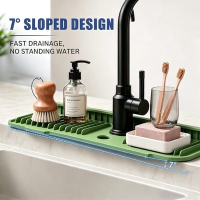 Afdruipmat voor gootsteen, 45 x 14 x 21 cm, siliconen kraanmat, antislip en opvouwbaar, ideaal voor keuken en badkamer, eenvoudig op maat te snijden