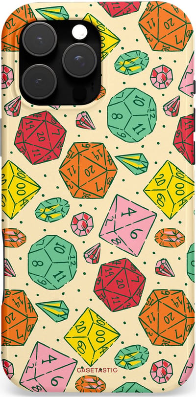 Casetastic hoesje geschikt voor Apple iPhone 16 Pro Max - MagSafe - Dubbellaagse bescherming - D20 Geluksrol - Fashion Case - Zand Saliegroen Terracotta Turquoise