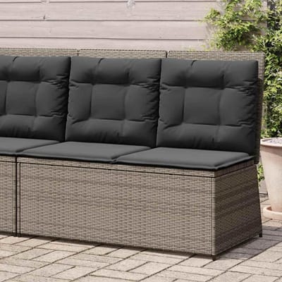 Tuinbank Polyrotan - Ligbank Buiten - Ontspannen Zitten - Verstelbare Rugleuning - 110 cm Breed - Grijs