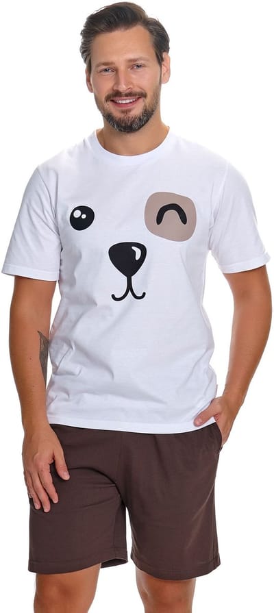 Doctor Nap Katoenen Heren Pyjama - Korte Mouw & Korte Broek - Matching Familie Zomer Shortama - Hondje - PMB.7410 Brownie M