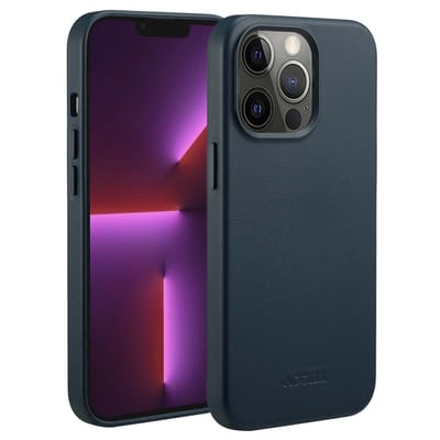 Accezz Hoesje - Geschikt voor iPhone 13 Pro - geschikt voor MagSafe Leather Backcover - Nightfall Blue