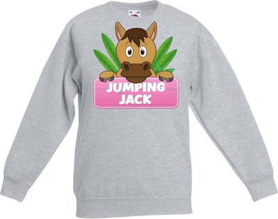 Jumping Jack sweater grijs voor meisjes - paarden trui - kinderkleding / kleding 98/104