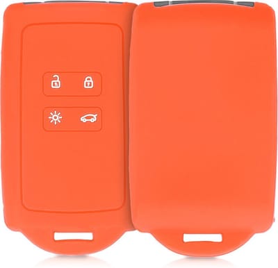 kwmobile autosleutelhoes geschikt voor Renault 4-knops Smartkey autosleutel (alleen Keyless Go) - Siliconenhoes in oranje - Sleutelcover