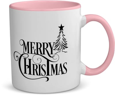 Akyol - kerst merry christmas koffiemok - theemok - roze - Kerstmis - kerst beker - winter - kerst - christmas - kerst cadeau - 350 ML inhoud