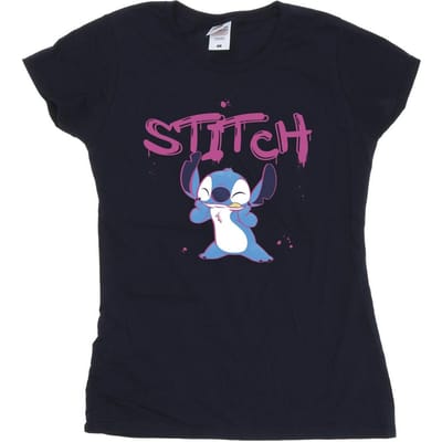 Disney Dames/Dames Lilo And Stitch Graffiti Katoenen T-Shirt (Marineblauw)